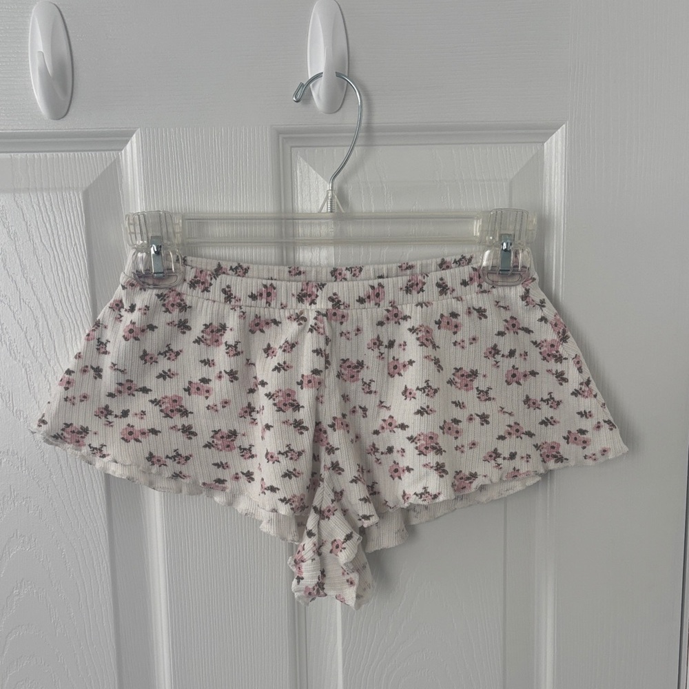 Forever 21 Floral Print Pajama Shorts - Pink and Cream
